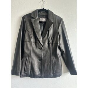 Vintage Wilsons Leather Jacket Pelle Studio Mid Length Blazer Black Women's Sz L